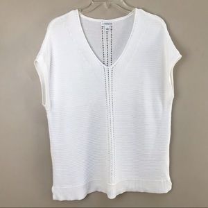 Croft & Barrow White Knitted Sleeveless Top Size L